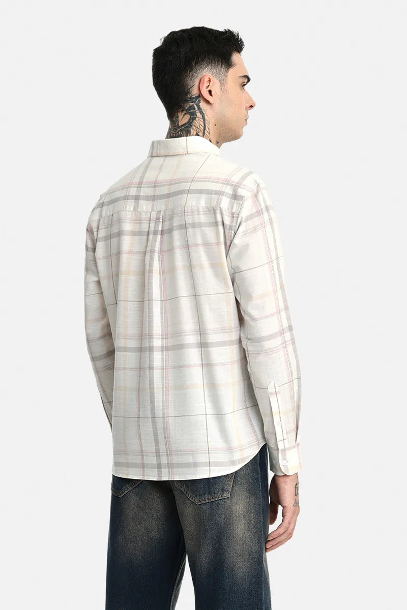 Regular Fit Linen Blend Checks Shirt